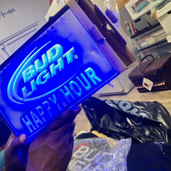 Budlight Happy Hour Etched Neon LED sign- New in box - Picture 2 of 2